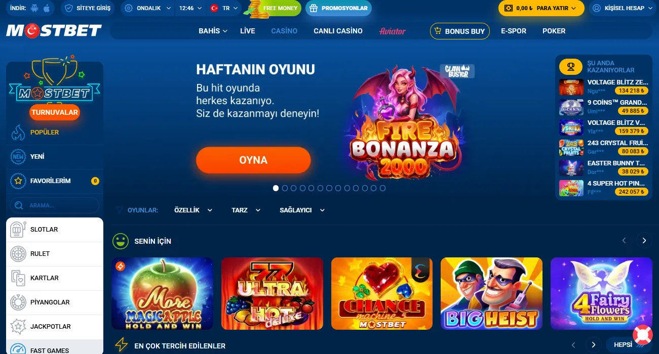 Mostbet casino giriş mobil uygulama bakiye ekranı