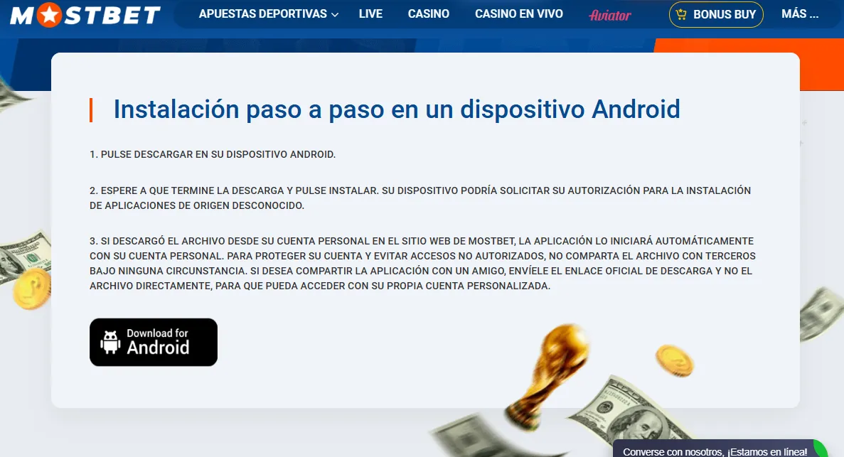 Mostbet mobile app instalación en Android paso a paso