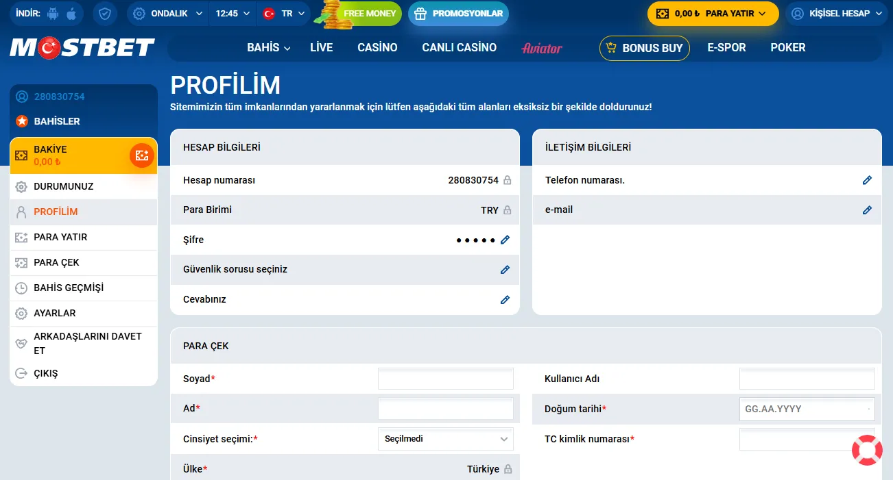 Mostbet doğrulama e-posta veya telefon ile kimlik onayı