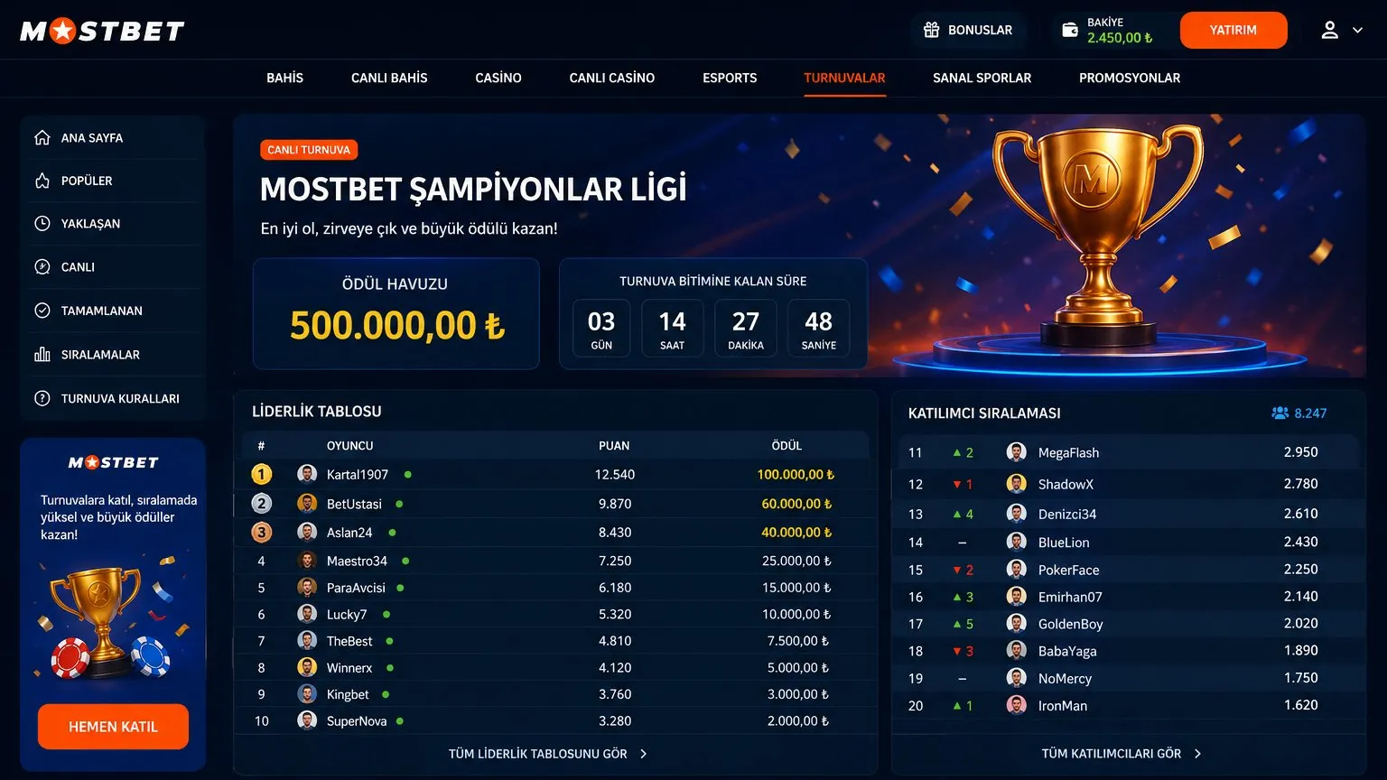 Mostbet tr bonus ve promosyon şartları