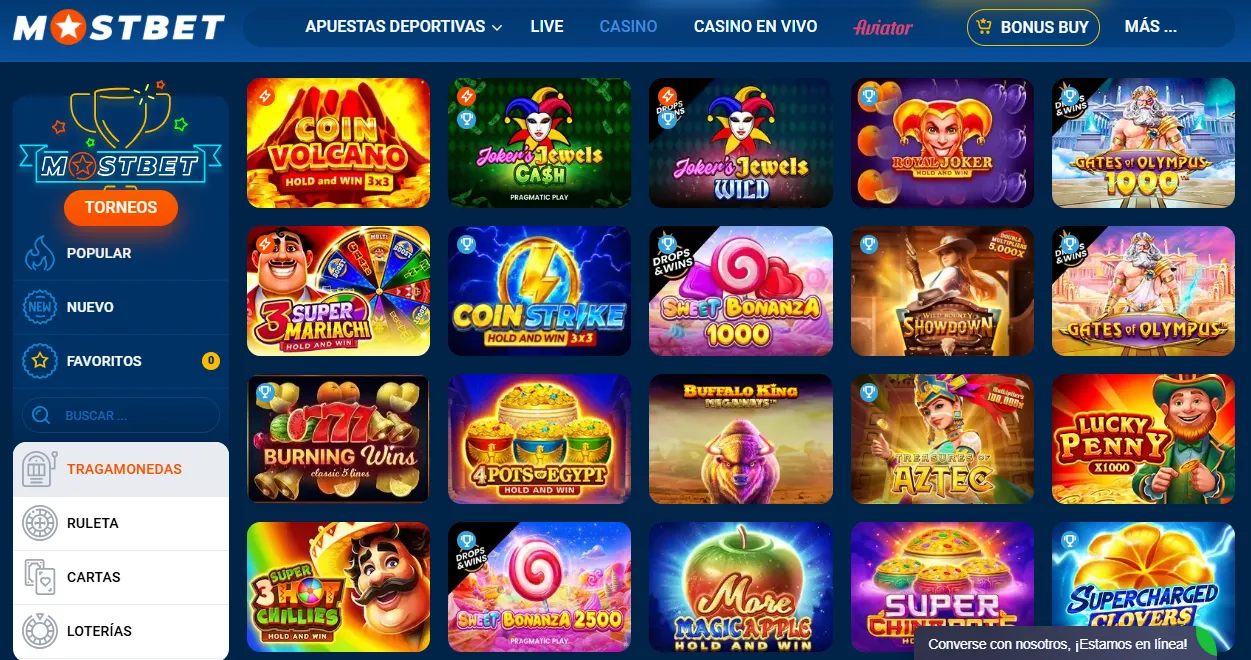 Mostbet Casino app catálogo de juegos en vivo y tragamonedas