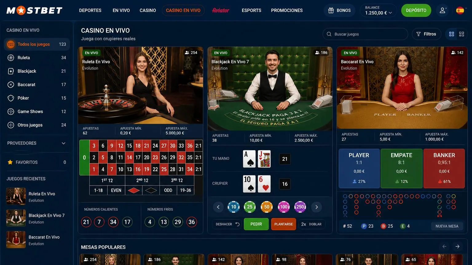 Mesas en vivo y crash games como Aviator en Mostbet