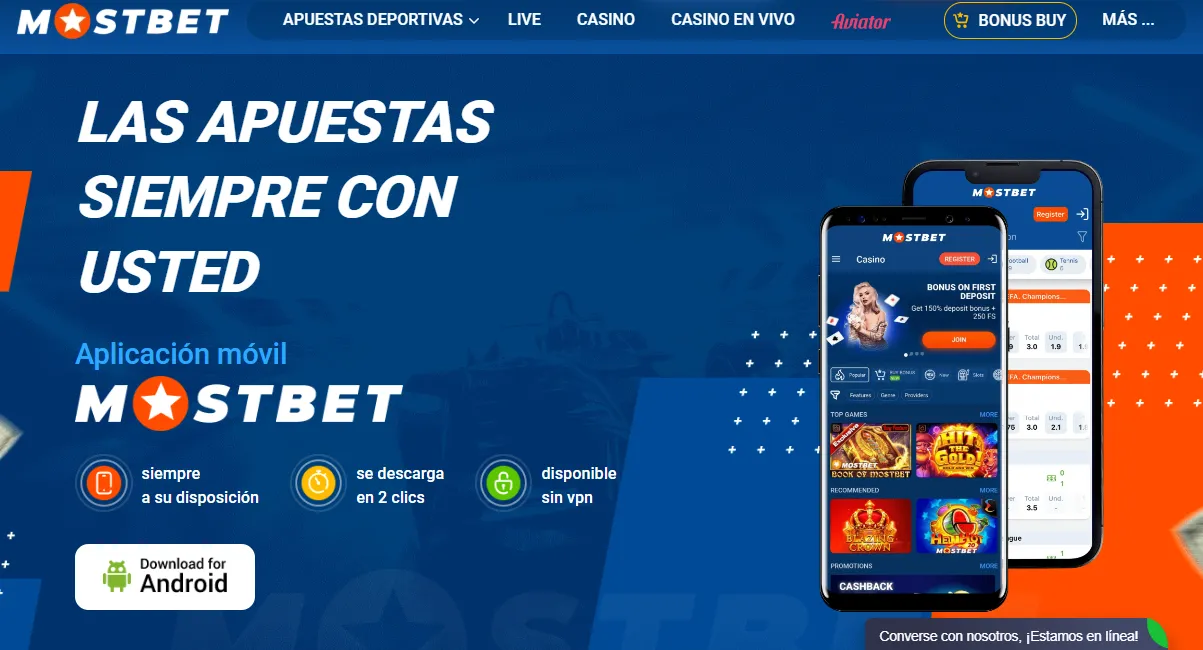Mostbet app pantalla de inicio con saldo de casino y deportes